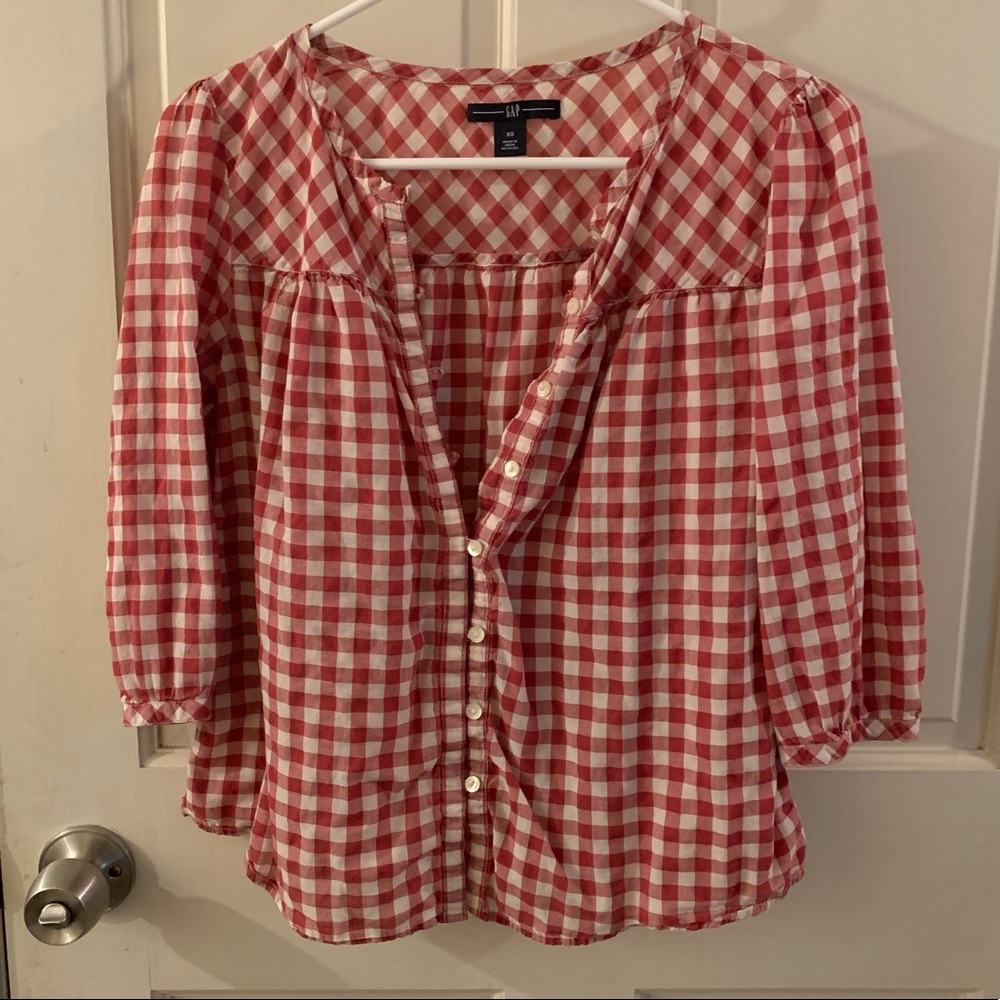 Red and white checkered GAP blouse